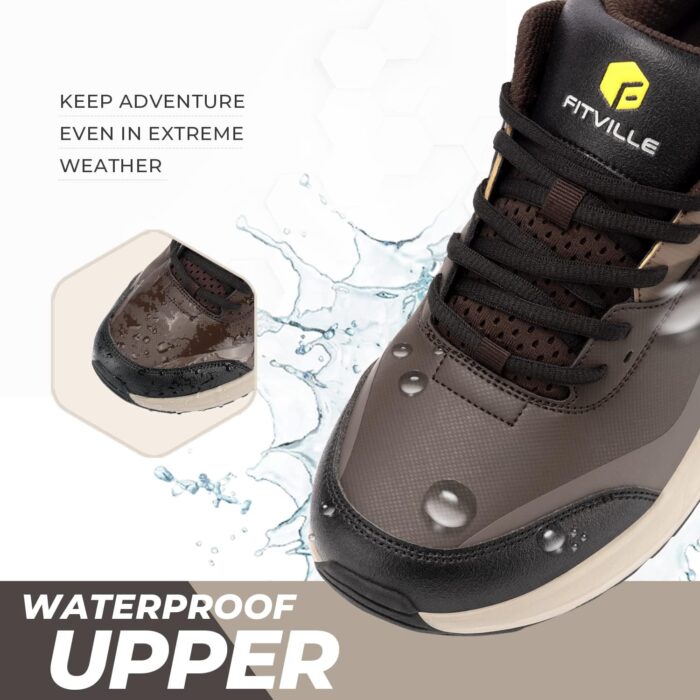 FitVille Men's Extra Wide Hiking Shoes Outdoor Walking Shoes Low-top Waterproof Work Shoes Soft Toe with Arch Support for Heel Pain Relief - Rugged Core - Image 3