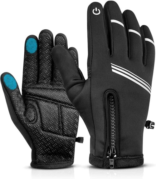 Hikenture Winter Cycling Gloves for Men and Women - Thermal Full Finger Bike Gloves - Touch Screen Windproof Warm Non-Slip Road Mountain Bicycle Gloves for Running,Driving,Hiking,and Skiing