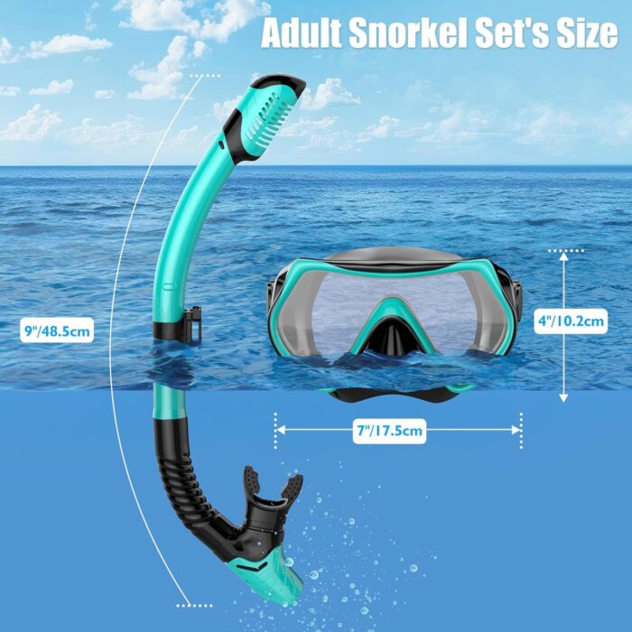 Snorkeling Gear for Adults, Dry-Top Snorkel Set Scuba Diving mask, Snorkel Mask, Panoramic Anti-Leak Anti-Fog Tempered Glass Lens, Swimming Training Snorkeling Packages - Image 4