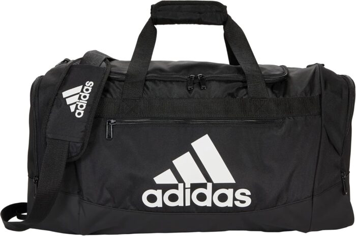 adidas Unisex Defender 4.0 Gym Duffel Bag for Men and Women, Black/White, Medium (66L) - Image 3