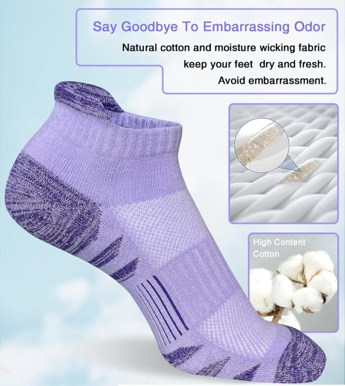 Womens Ankle Anti-blister Thick Cushioned Wicking Odor Resist Athletic Running Socks 5 Pairs - Image 5