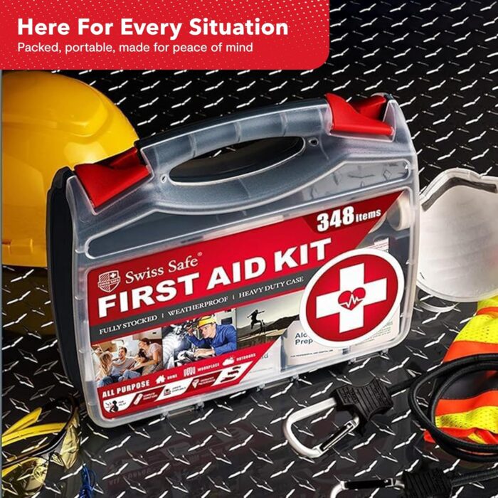 Swiss Safe 2-in-1 First Aid Kit for Car, Travel & Home, Businesses - Bonus Mini Kit for Medical Emergency Aid, Survival, Camping - FSA & HSA Eligible - 348 Pcs, Large Hardcase FAK - Image 9