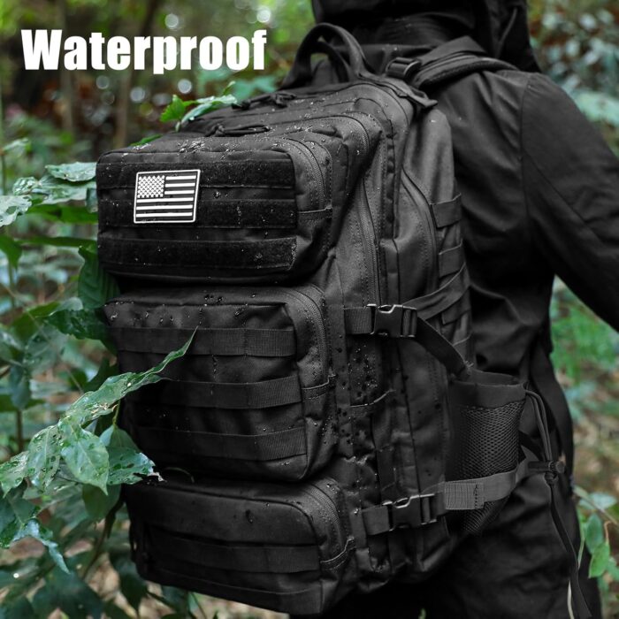 50L Military Tactical Backpack Large Day Backpack for Men Molle Army 3 Days Assault Pack Bug Out Bag Water Resistant and Heavy Duty Hiking Treeking Rucksack - Black - Image 2