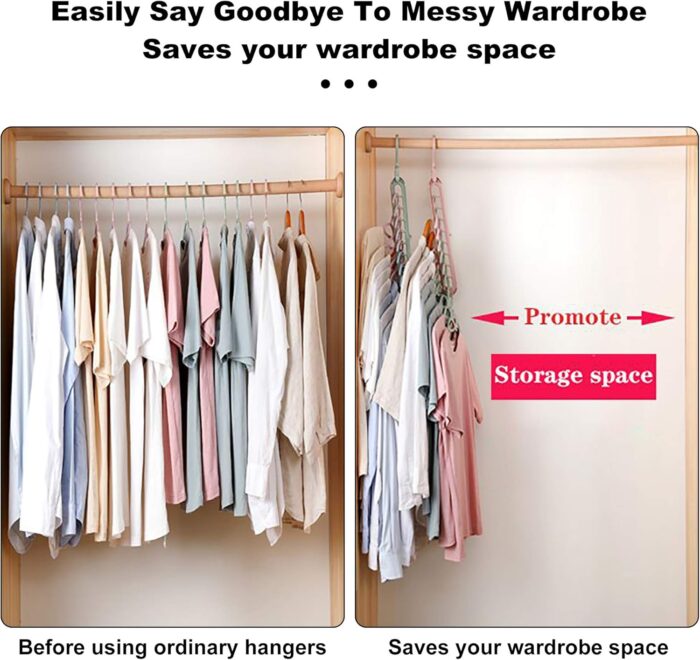 Closet Organizers and Storage,College Dorm Room Essentials,Pack of 6 Multifunctional Organizer Magic Space Saving Hangers with 9 Holes Storage Organization for Wardrobe Closet - Image 2
