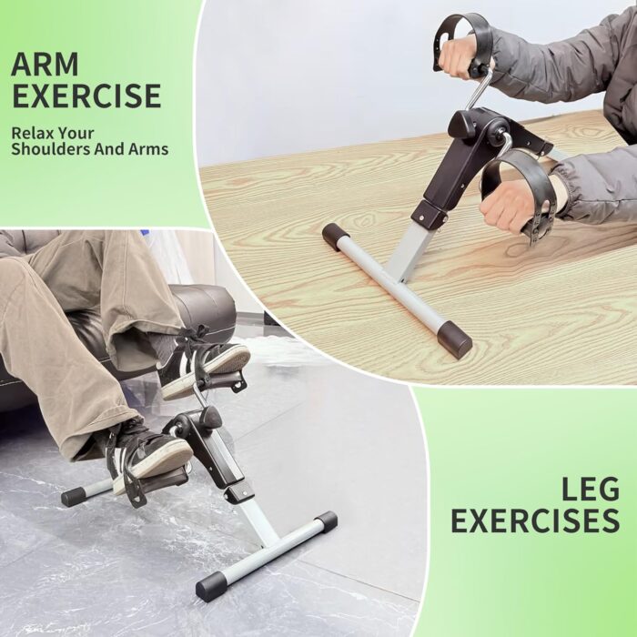 Under Desk Bike Pedal Exerciser with Interchangeable Suction Cups Mini Exercise Bike for Arms Legs Adjustable Resistance LCD Display Foldable Desk Cycling Equipment for Office Home Anti-Slip - Image 7