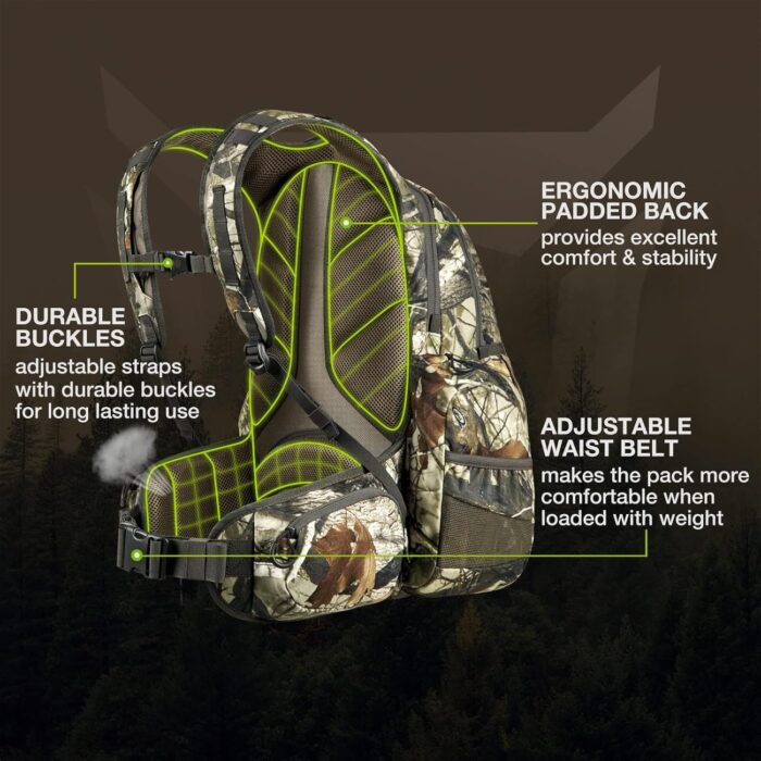 TIDEWE Hunting Backpack, Waterproof Camo Hunting Pack with Rain Cover, Long-Lasting Large Capacity Hunting Day Pack for Rifle Bow Gun (Next Camo G2) - Image 5