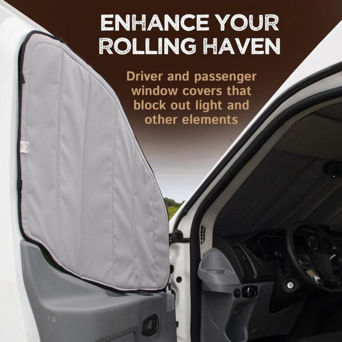 Living in a Bubble Insulated Blackout Front Window Covers for Ford Transit 2015-Current Mid & High Roof (Pair). Van Life Essentials & Camper Van Accessories - Image 3