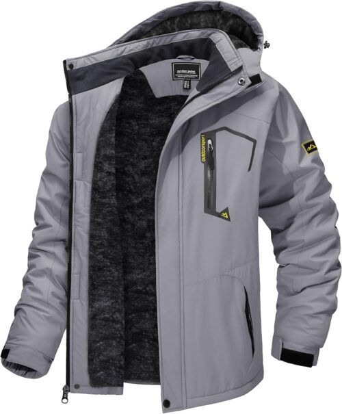 TACVASEN Men's Winter Skiing Jackets Water Resistant Fleece Coats Insulated Thermal Snowboard Jacket Parka Raincoat with Hood
