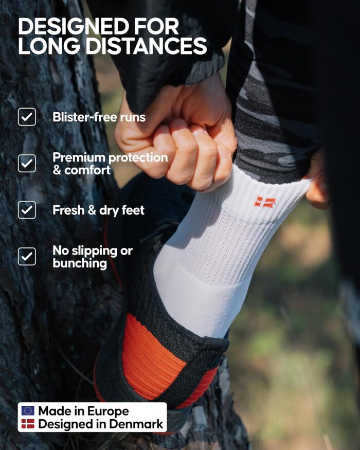 DANISH ENDURANCE Cushioned Running Socks for Long Distances, Quarter Length, Anti-Blister for Men & Women, 3 and 5 Pack - Image 3