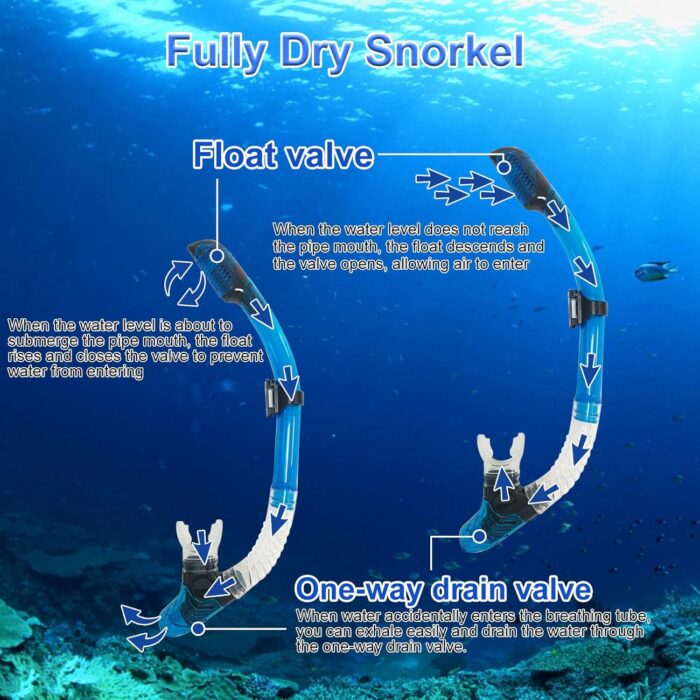 Diving Snorkle, Mask Set Adult,Anti-Fog Panoramic View Mask Scuba Gear,Goggles Swimming Adult for Snorkeling Scuba Diving Swimming Travel Size - Image 5