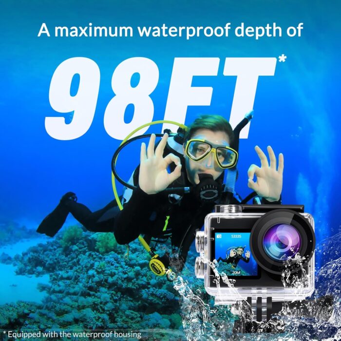 icefox Action Camera 4K 60FPS 20MP, Underwater with EIS,5XZoom,App Support Video&Photo Editing,Waterproof Camera WiFi Remote Control for Cycling, Swimming, and Diving - Image 3