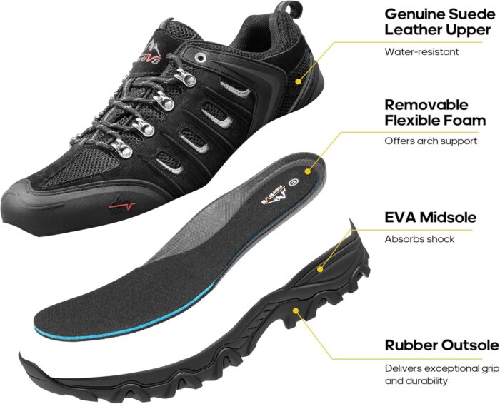 NORTIV 8 Men's Waterproof Hiking Shoes Leather Low-Top Hiking Shoes for Outdoor Trailing Trekking Camping Walking Quest - Image 3