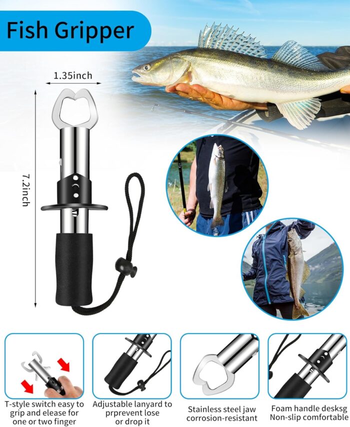Fishing Tool Kit - Fishing Pliers, Hook Remover, Fish Gripper，Fish Scale, Fish Knife, Saltwater Fishing Gear with Sharpeners, Best Gifts for Men - Image 2
