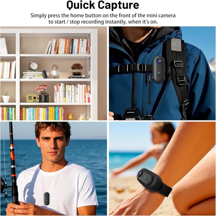 4K Mini Action Camera 128GB Thumb POV Portable Body Cam Wearable Video Recorder with IPX7 Waterproof Underwater Camcorder, Helmet Mount, Magnetic Sport DV for Bike Cycling, Pet, Vlogging(Black) - Image 6