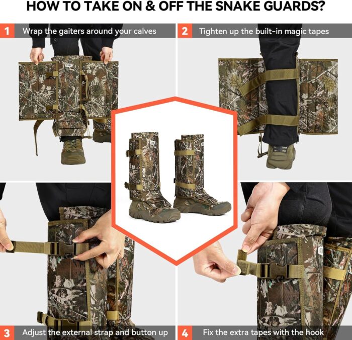 Snake Gaiters Snake Chaps, Waterproof Lower Legs Snake Guards, Snake Bite Protective Gaiters, Anti-Snake Gaiters for Men/Women, Adjustable Size for Hunting/Hiking/Farm Working - Image 6