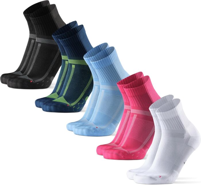 DANISH ENDURANCE Cushioned Running Socks for Long Distances, Quarter Length, Anti-Blister for Men & Women, 3 and 5 Pack