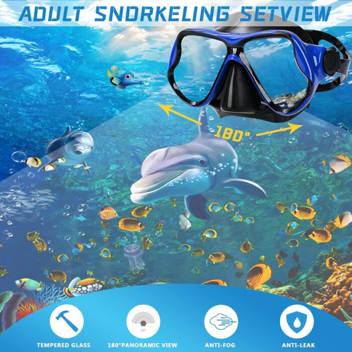 Snorkeling Gear for Adults Snorkel mask Set Scuba Diving mask Dry Snorkel Swimming Glasses Swim Dive mask Nose Cover Youth Diving - Image 8