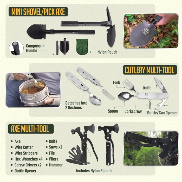 Monterra Survival Kit, 265 Pcs, Emergency Gear and Supplies, First Aid, Bug Out Go Bag, EDC, Molle System Backpack, Hiking, Camping, Outdoor Accessories, Hunting Gifts for Men. - Image 4