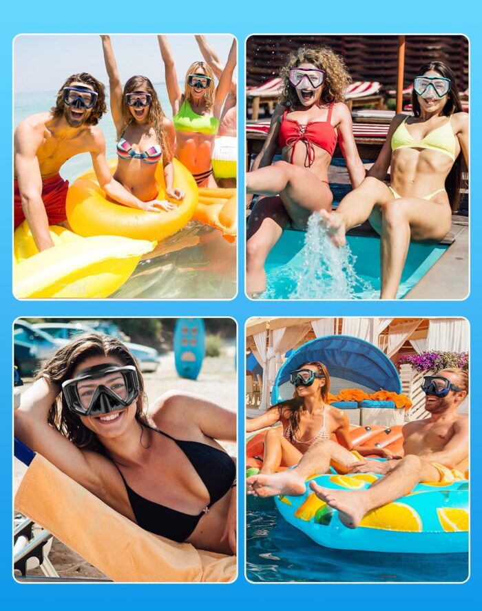 Greatever Snorkel Set Pano 3 Window Snorkel Mask Adult, Panoramic Wide View, Anti-Fog Scuba Diving Mask, Anti-Leak Snorkel Goggles Dry Top Snorkel, Professional Snorkeling Gear for Adults - Image 8