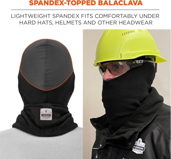 Balaclava with Spandex Top, Comfortable Wear Under Helmet, Winter Face Mask, Ergodyne N-Ferno 6822,Black - Image 2