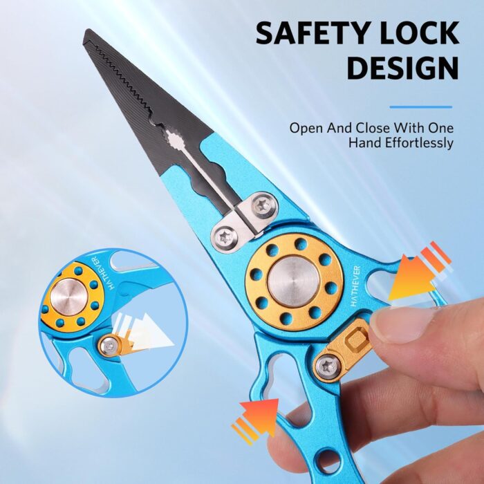 Fishing Pliers Saltwater, Split Ring Pliers Hook Remover with Safety Lock, Fishing Tools with Sheath and Lanyard, Fishing Gifts for Men - Image 4