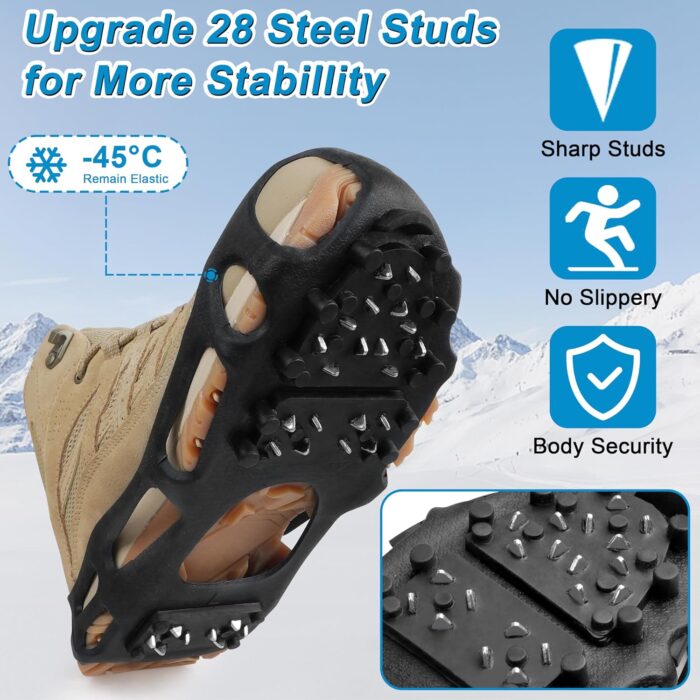 Ice Snow Traction Cleats Crampons Anti-Slip Snow Shoes Cleats Walking on Snow Ice Winter Walking Boots Cleats for Men Women - Image 2