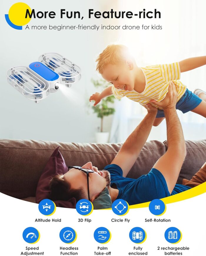 Drone for Kids, Drone with Altitude-Hold, 3D Flip, Circle Fly, Self-Rotation, Headless Mode, 3 Speed Modes, Palm Take-Off, One-Click Landing, Drone for Kids 14+, Beginners, Indoor - Image 2