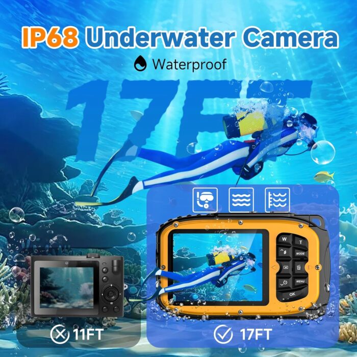 Underwater Floating Digital Camera – 48MP HD Bare-Body Waterproof Camera, No Case Needed for Underwater Fun & Childhood Memories (Yellow) - Image 2