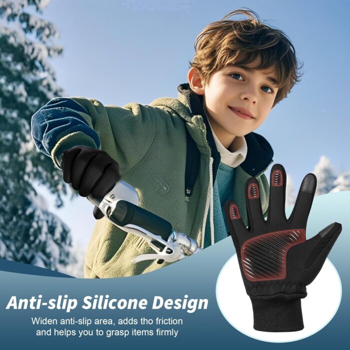 Sukeen Kids Winter Gloves, Touchscreen Anti-Slip Kids Cycling Gloves for Kids Boys Girls, Lightweight Boys Gloves for Running Cycling Biking Sports Outdoor - Image 2