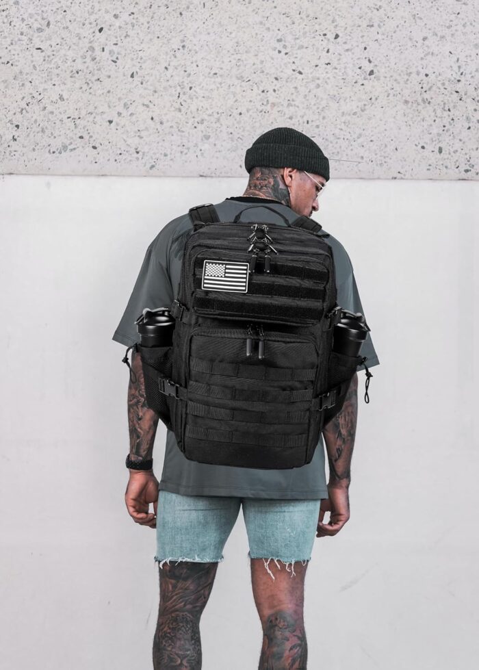LHI Military Tactical Backpack for Men and Women 45L Army 3 Days Assault Pack Bag Large Rucksack with Molle System - Black - Image 7