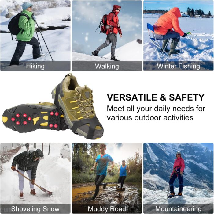 Ice Cleats, Ice Grippers Traction Cleats Shoes and Boots Rubber Snow Shoe Spikes Crampons with 10 Steel Studs Cleats Prevent Outdoor Activities from Wrestling - Image 6