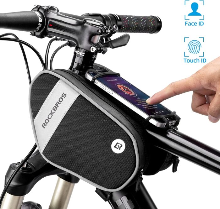 ROCKBROS Bike Front Frame Bag Top Tube Bike Phone Mount Bag Waterproof Bicycle Handlebar Cycling Accessories Pouch with 360° Rotation Phone Holder Fit Smartphone Below 6.7'' - Image 5