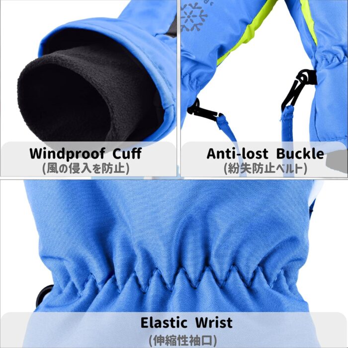 Azarxis Kids Children Ski Gloves Winter Snow Gloves Waterproof Winter Warm Gloves for Snowboarding, Sledding - Image 4