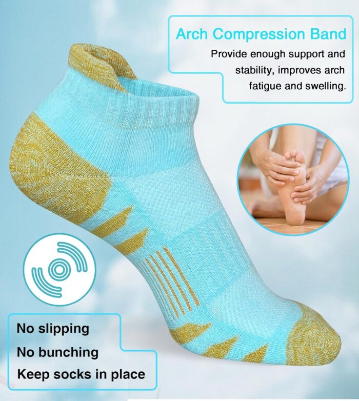 Womens Ankle Anti-blister Thick Cushioned Wicking Odor Resist Athletic Running Socks 5 Pairs - Image 6