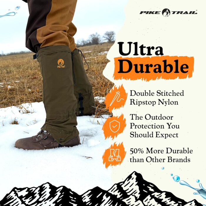 Pike Trail Adjustable Leg Gaiters - Lightweight, Waterproof - Leg Guards for Men & Women - Hiking Essentials Ideal for Hunting, Trekking & Fishing - 1 Pair - Image 4
