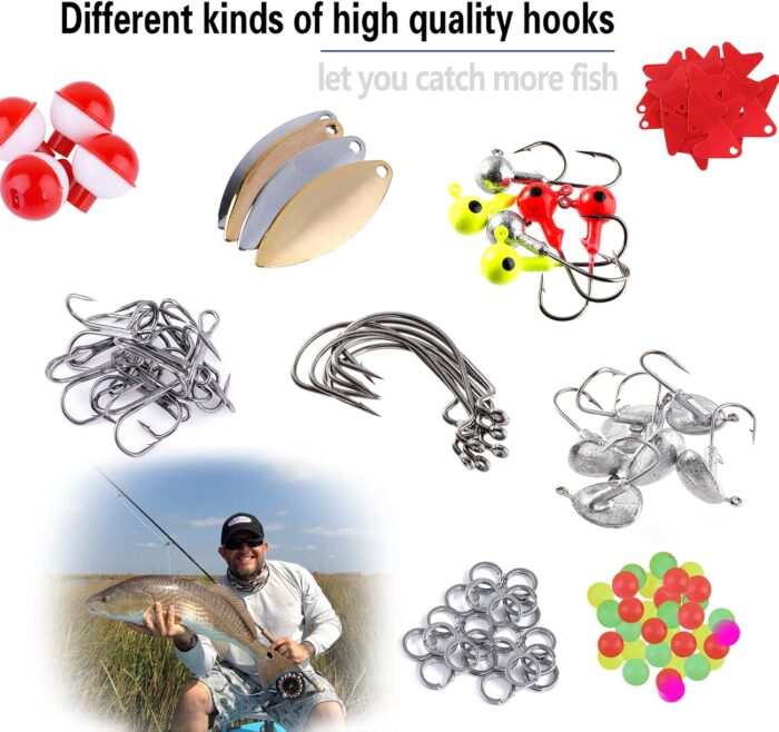 TOPFORT 187/343pcs Fishing Accessories Kit, Organized Fishing Tackle Box with Tackle Included, Fishing Hooks, Fishing Weights Sinkers, Fishing Gear and Equipment, Fishing Gift for Men - Image 5