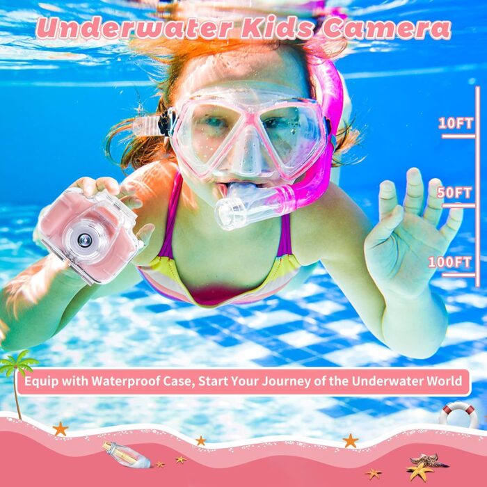 Kids Camera Underwater Waterproof Digital Camera for Kids 2 Inch IPS Screen 1080P HD Kids Video Action Camera for 3 4 5 6 7 8 9 10 Year Old Girls Boys Thanksgiving Christmas Birthday Gift - Image 2