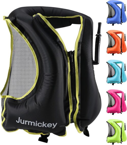 Snorkel Vest for Adults, Inflatable Snorkeling Vest for Men & Women, Portable Swim Jacket & Buoyancy Vest for Snorkeling, Swimming, Kayaking, Boating