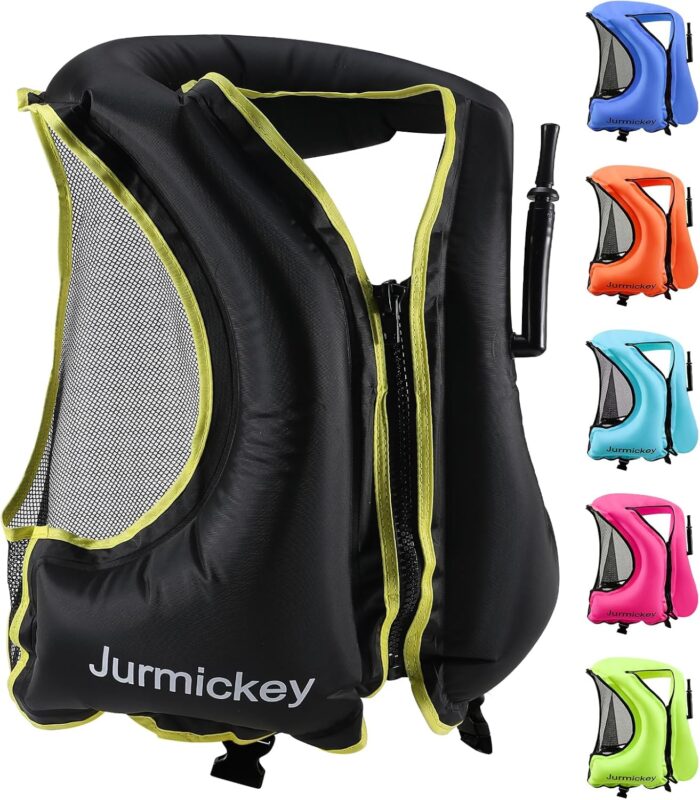 Snorkel Vest for Adults, Inflatable Snorkeling Vest for Men & Women, Portable Swim Jacket & Buoyancy Vest for Snorkeling, Swimming, Kayaking, Boating