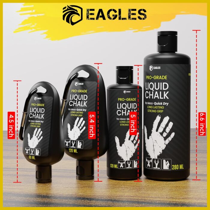 EAGLES Pro Grade Liquid Chalk 60ml, 1, 2, 3 or 4 Pack Mess-Free Chalk for Weightlifting, Gymnastics Rock Climbing, Dancing, Pole Grip - Sports & Workout Chalk - Sweat-Resistant Long Lasting - Image 8