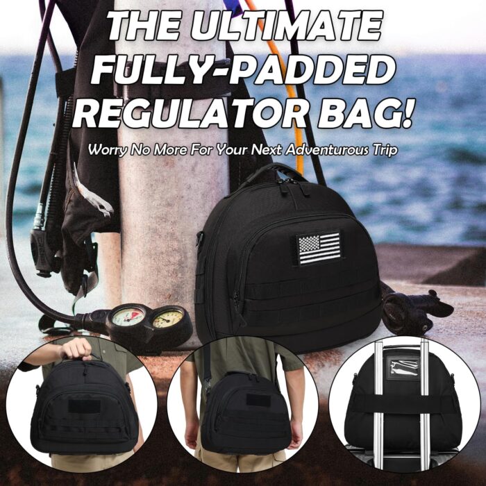 Scuba Regulator Bag - Tactical Style Diving Regulator Protective Bags Protecting and Storage Diving Gear with Adjustable Shoulder Strap - Image 6