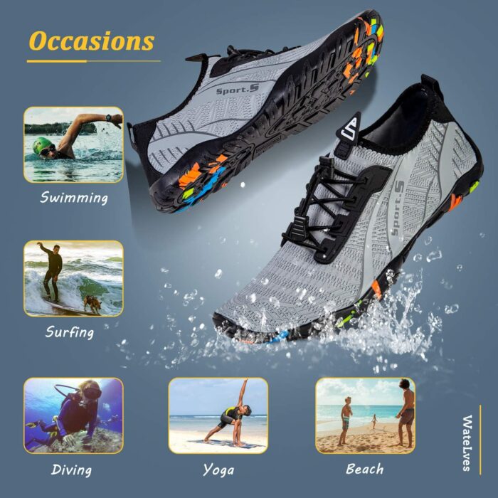 WateLves Water Shoes Mens Womens Beach Swim Shoes Quick-Dry Aqua Socks Pool Shoes for Surf Yoga Water Aerobics - Image 8