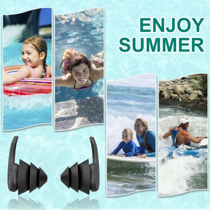 Swimming Ear Plugs for Adults,3 Pairs Waterproof Reusable Silicone Swim Earplugs for Swimming Surfing Snorkeling Showering and Water Pool,Beach,Ocean (Adults & Teens 14+) - Image 6
