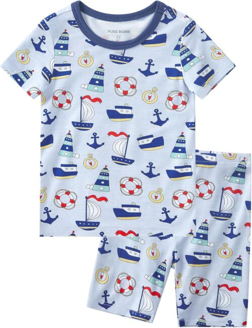 pureborn Baby Bamboo Pajamas Set Pjs - Kids Toddler Girl Snug Fit Viscose Sleepwear 2pcs 18M-7Y