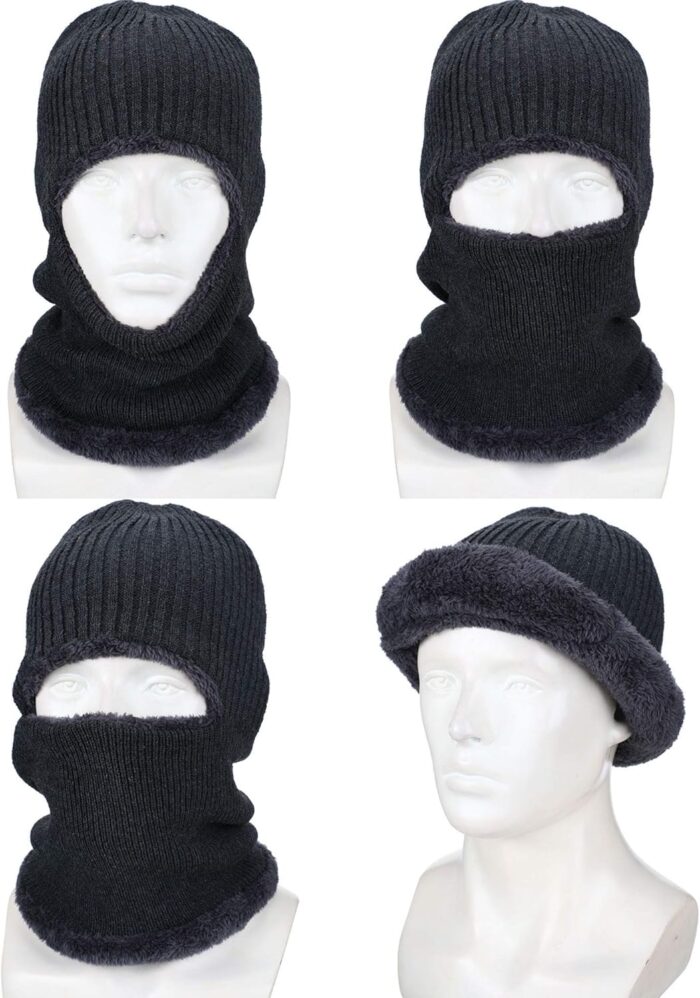 2 Pieces Winter Face Mask Ski Masks Warm Knitted Balaclava for Men Women Fleece Windproof Face Cover for Outdoor Sports - Image 5