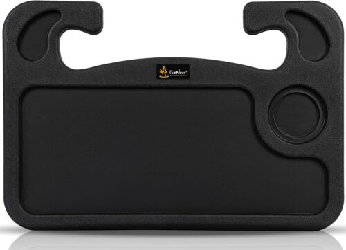 EcoNour 2 in 1 Car Steering Wheel Desk, Tray for Laptop Car Mount with Pen Holder| Food Tray for Eating with Drinks Holder | Multipurpose Travel Car Accessories