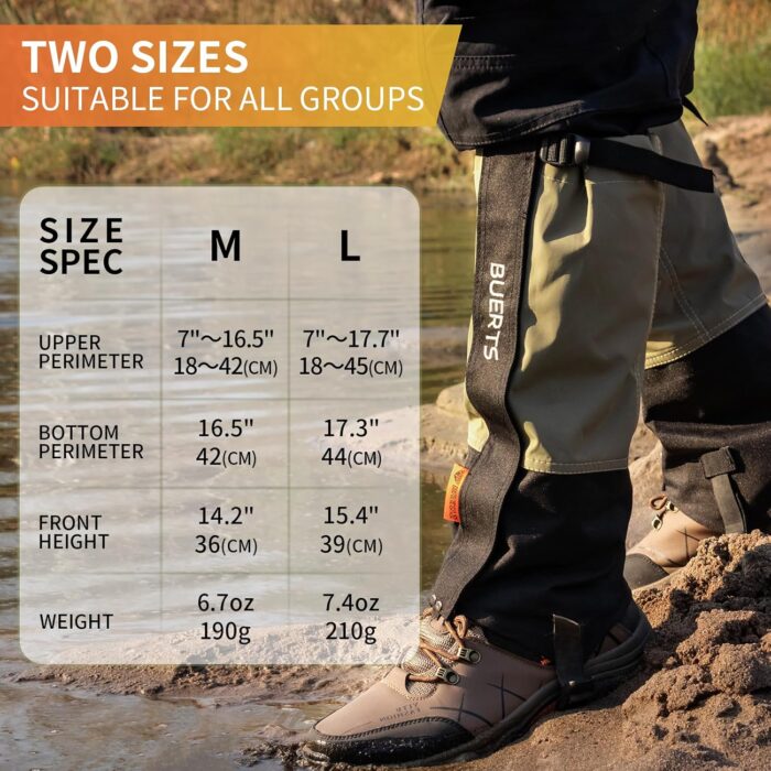 leg gaiters, waterproof hiking gaiters made of 900D nylon, equipped with highly wear-resistant adjustable foot straps, suitable for men or women, mountaineering, skiing, hunting and snowshoeing - Image 5