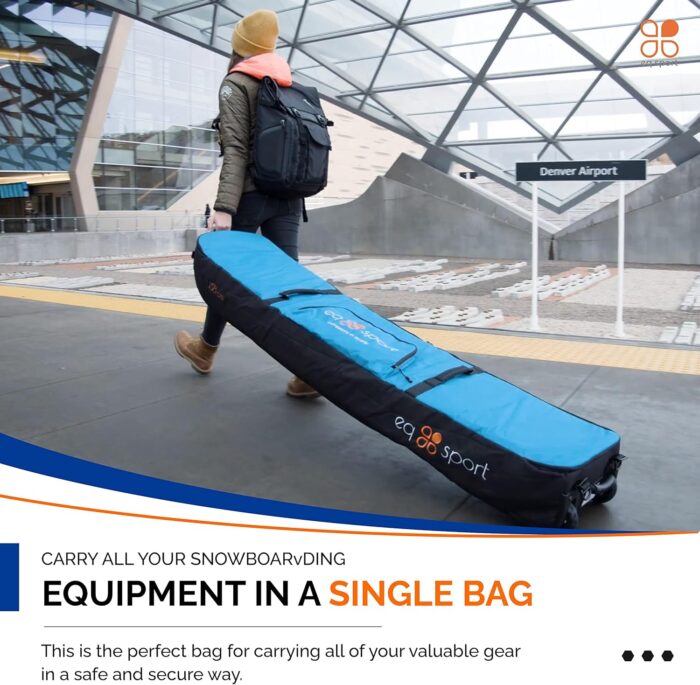 EQ SPORT Snowboard Bag with Wheels - Fully Padded & Waterproof Rolling Snowboard Bag for Air Travel, Boot Bag Included - Fits 2 Boards - Heavy-Duty YKK Zippers - Storage for Snow Gears - Image 2