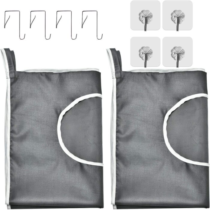 Durable hanging laundry hamper bag Behind door Space Saving with Stainless Steel Hooks Zip, For Bathroom,Kids room,Travel,College Dorm,2pack(Extra Large-Dark Grey) - Image 2