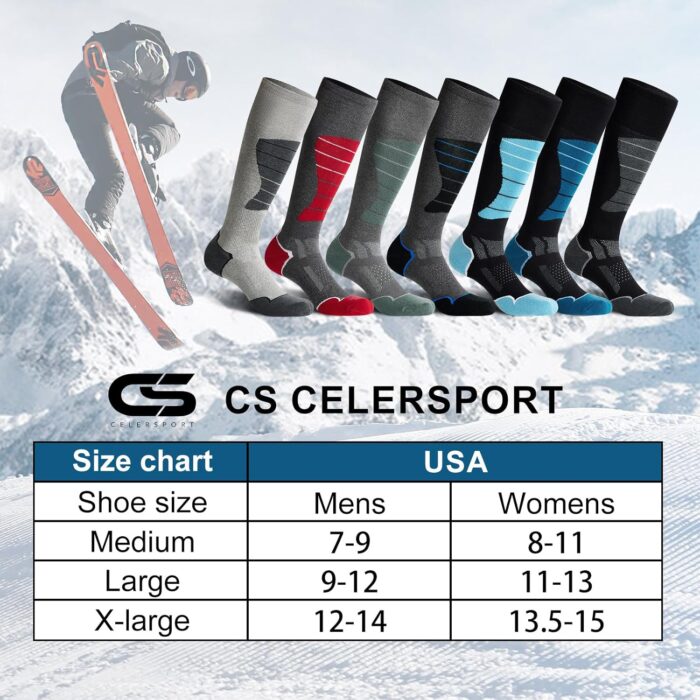 CS CELERSPORT 2/3/4 Pack Ski Socks for Men and Women Skiing, Snowboarding, Winter Performance Socks - Image 2